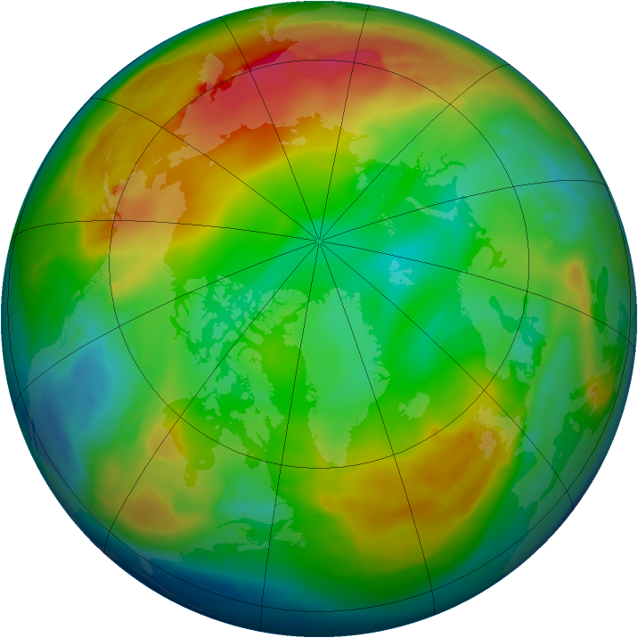 Arctic ozone map for 06 January 2014